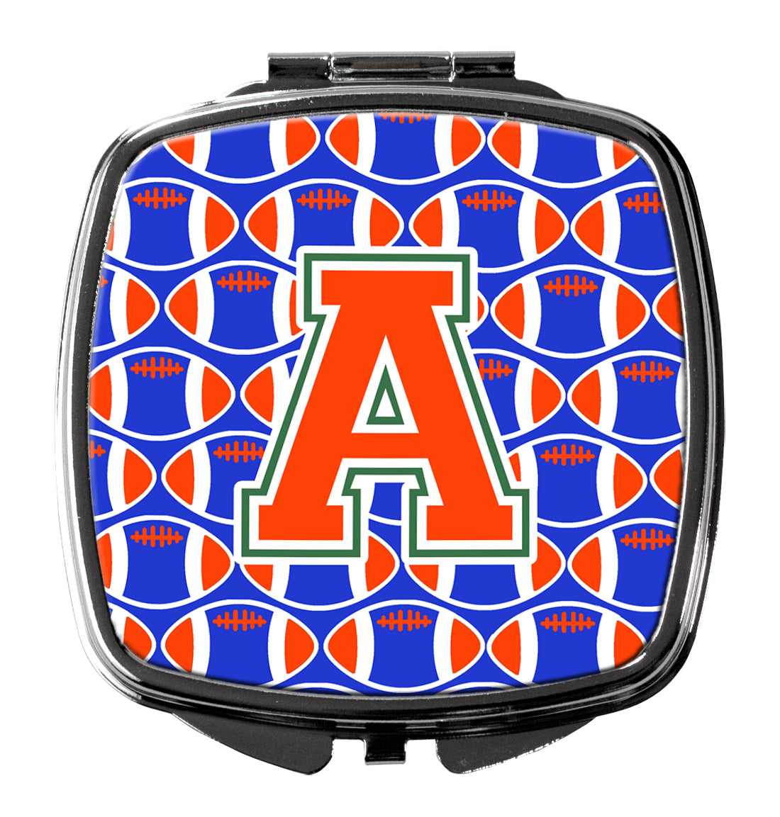 Letter A Football Green, Blue and Orange Compact Mirror CJ1083-ASCM  the-store.com.