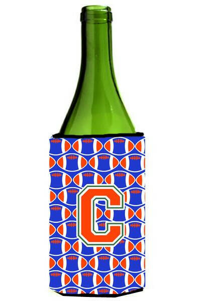 Letter C Football Green, Blue and Orange Wine Bottle Beverage Insulator Hugger CJ1083-CLITERK by Caroline's Treasures