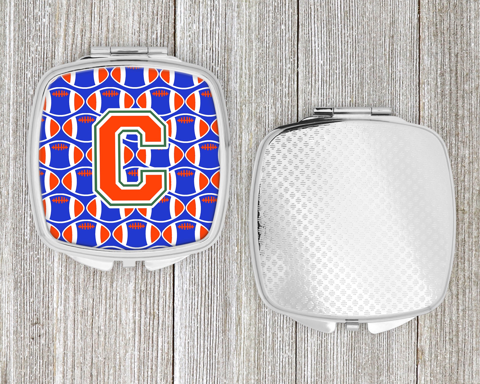 Letter C Football Green, Blue and Orange Compact Mirror CJ1083-CSCM  the-store.com.