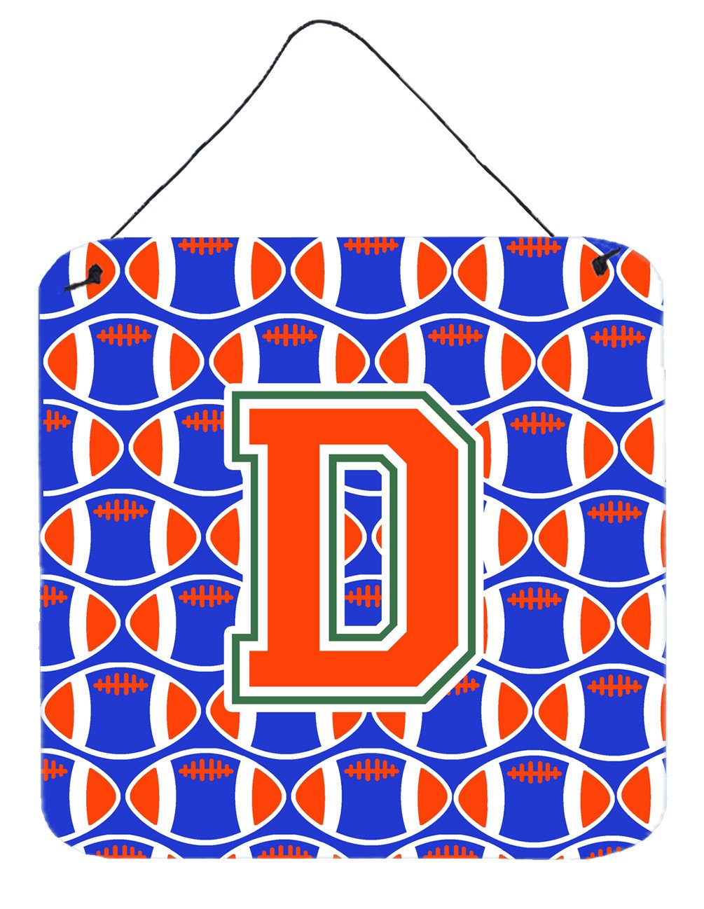 Letter D Football Green, Blue and Orange Wall or Door Hanging Prints CJ1083-DDS66 by Caroline&#39;s Treasures