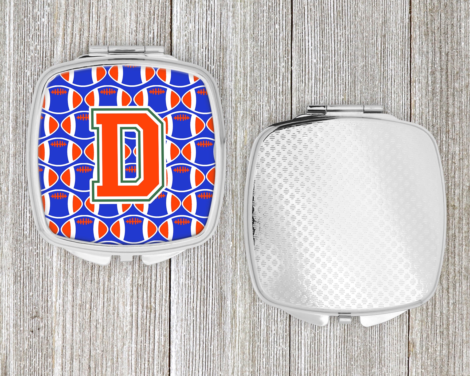 Letter D Football Green, Blue and Orange Compact Mirror CJ1083-DSCM  the-store.com.