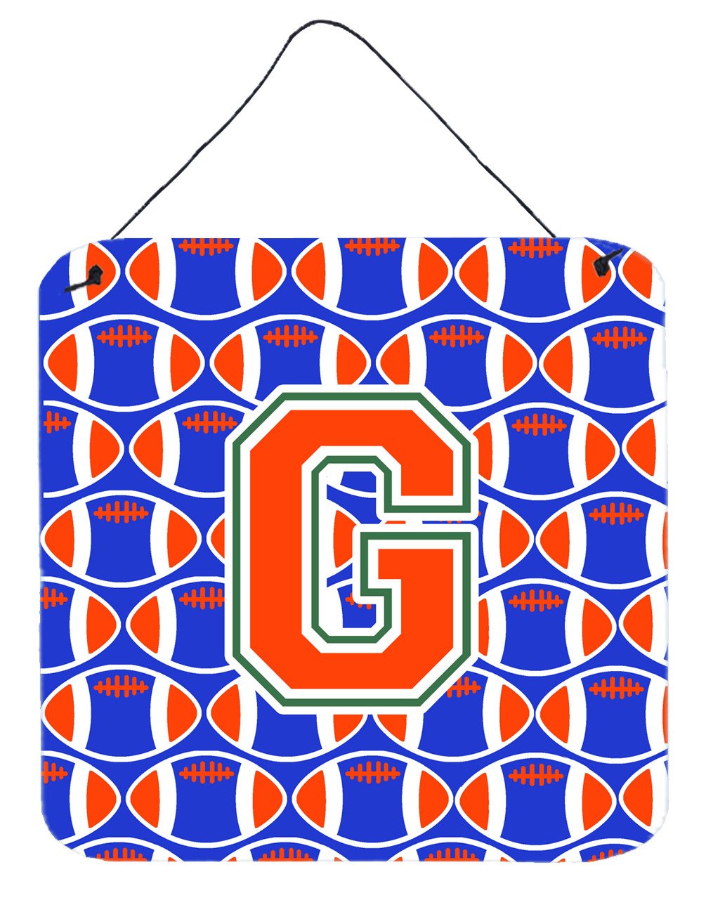 Letter G Football Green, Blue and Orange Wall or Door Hanging Prints CJ1083-GDS66 by Caroline&#39;s Treasures