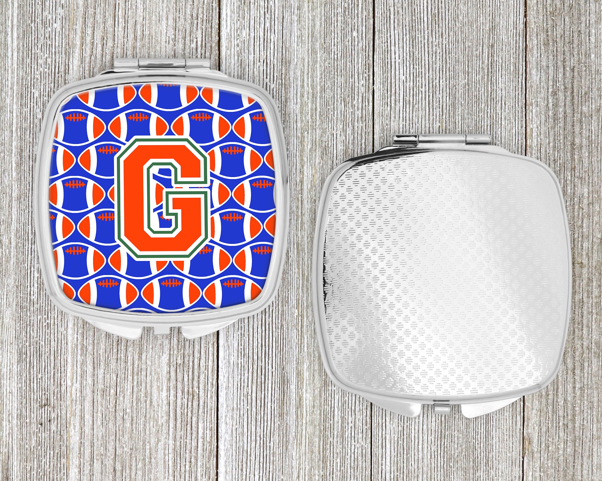 Letter G Football Green, Blue and Orange Compact Mirror CJ1083-GSCM  the-store.com.