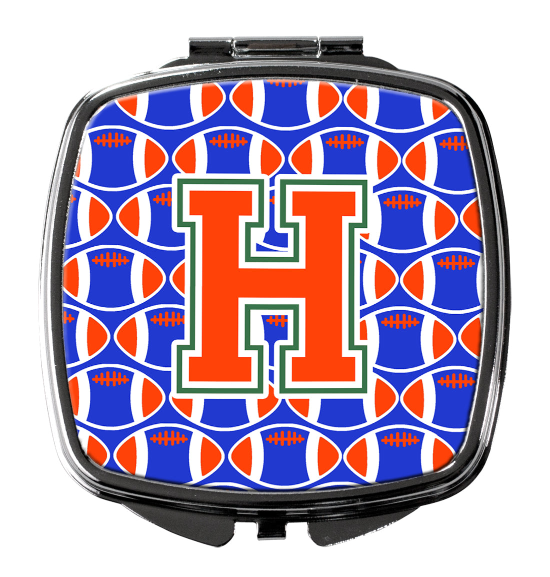Letter H Football Green, Blue and Orange Compact Mirror CJ1083-HSCM
