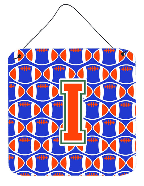 Letter I Football Green, Blue and Orange Wall or Door Hanging Prints CJ1083-IDS66 by Caroline's Treasures