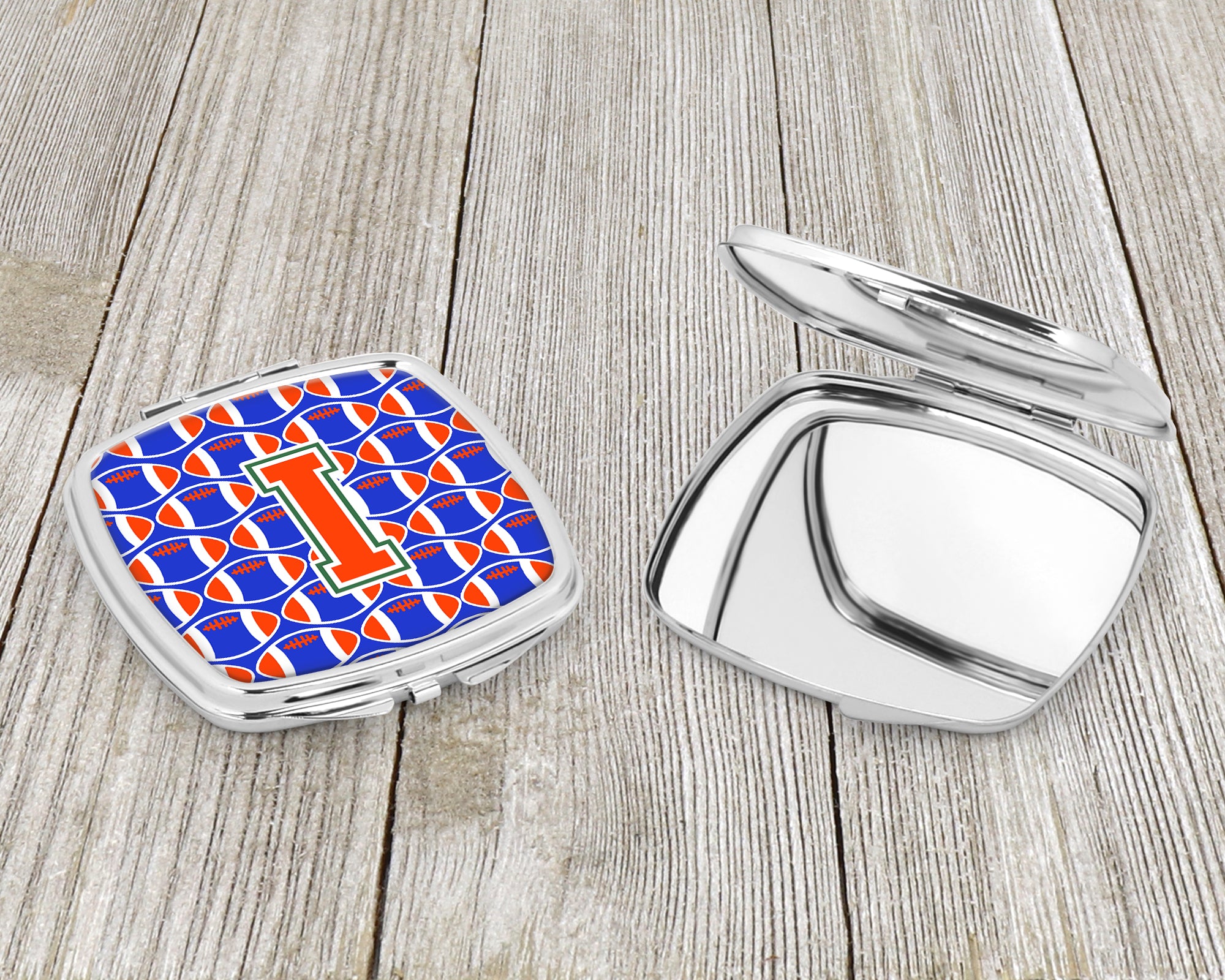 Letter I Football Green, Blue and Orange Compact Mirror CJ1083-ISCM  the-store.com.