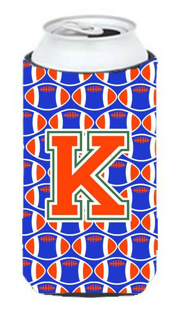 Letter K Football Green, Blue and Orange Tall Boy Beverage Insulator Hugger CJ1083-KTBC by Caroline&#39;s Treasures