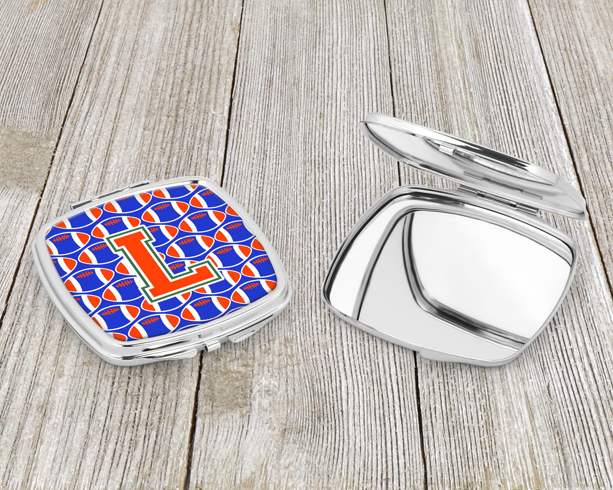 Letter L Football Green, Blue and Orange Compact Mirror CJ1083-LSCM  the-store.com.