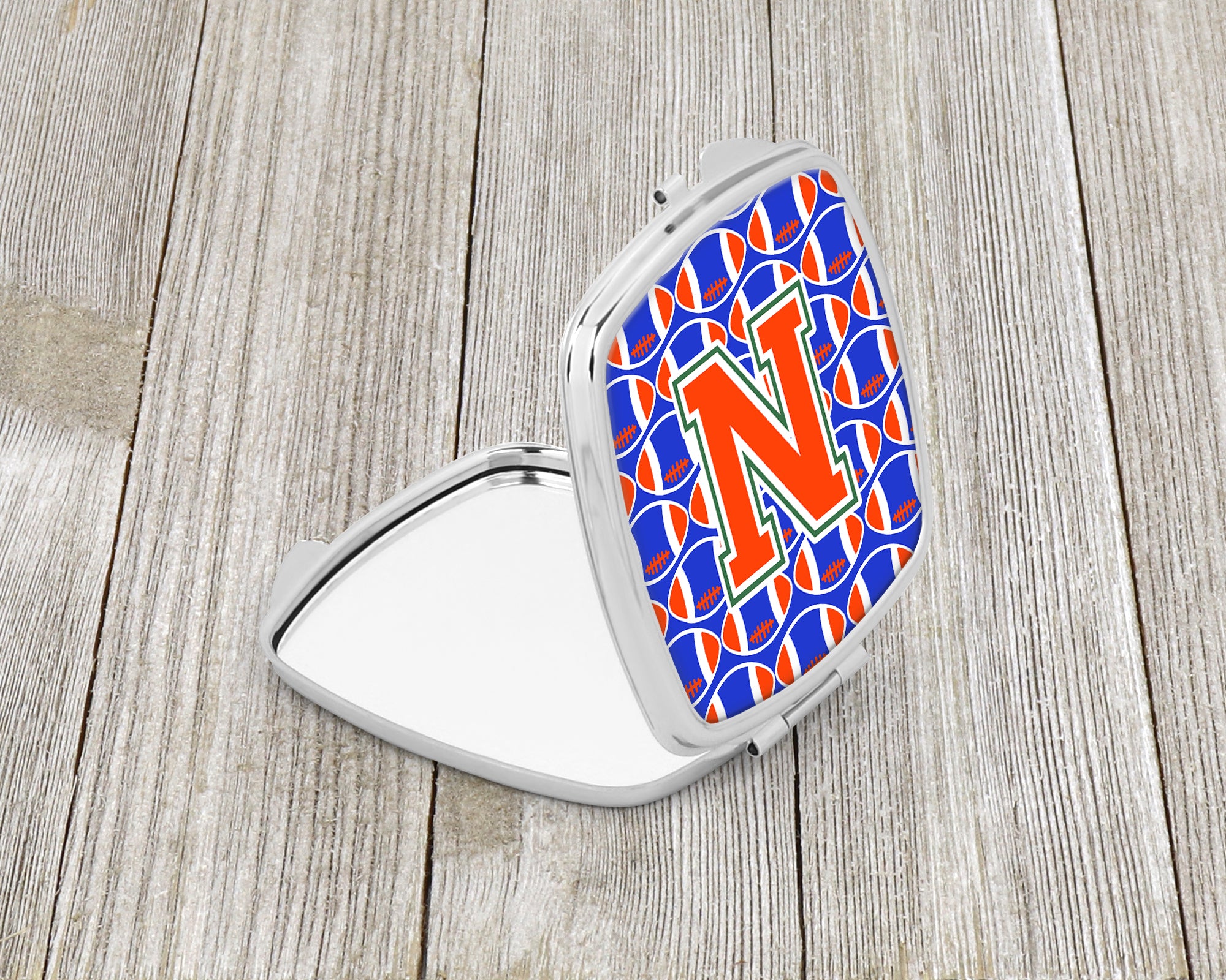 Letter N Football Green, Blue and Orange Compact Mirror CJ1083-NSCM  the-store.com.
