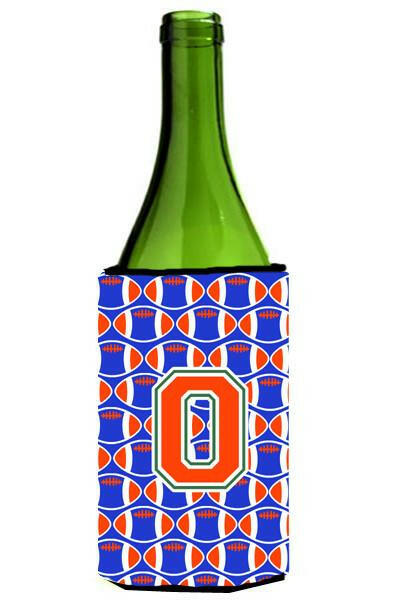 Letter O Football Green, Blue and Orange Wine Bottle Beverage Insulator Hugger CJ1083-OLITERK by Caroline&#39;s Treasures