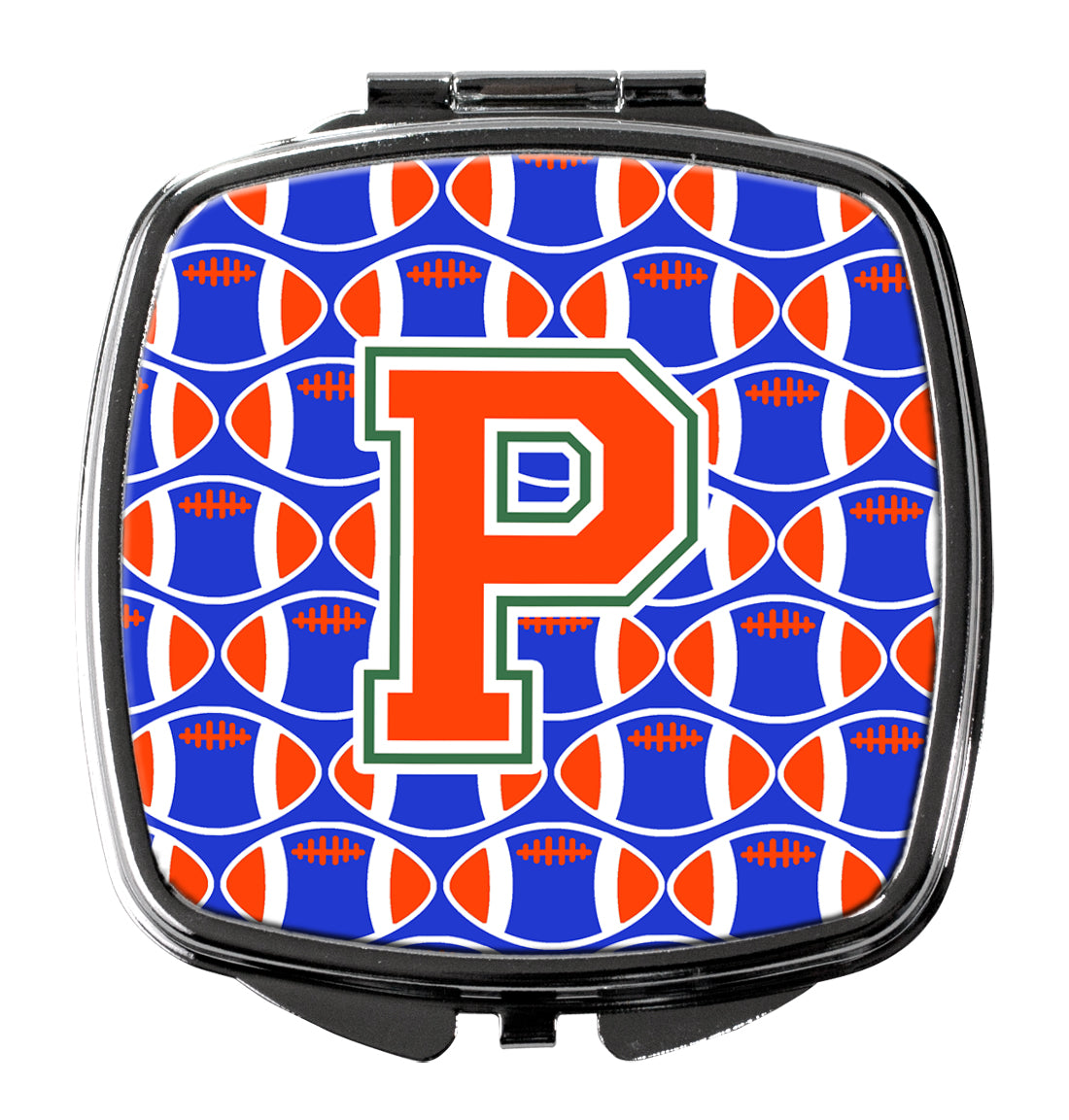 Letter P Football Green, Blue and Orange Compact Mirror CJ1083-PSCM