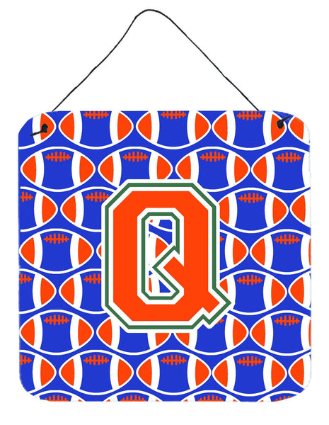 Letter Q Football Green, Blue and Orange Wall or Door Hanging Prints CJ1083-QDS66 by Caroline's Treasures