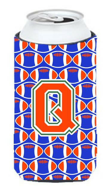 Letter Q Football Green, Blue and Orange Tall Boy Beverage Insulator Hugger CJ1083-QTBC by Caroline's Treasures