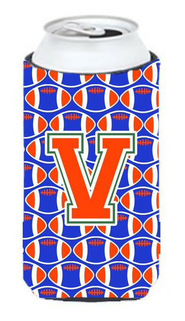 Letter V Football Green, Blue and Orange Tall Boy Beverage Insulator Hugger CJ1083-VTBC by Caroline's Treasures