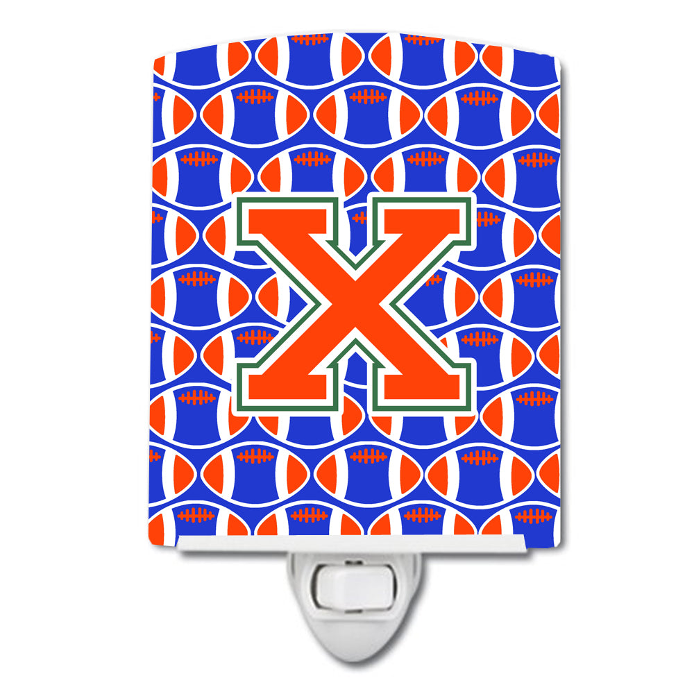 Letter X Football Green, Blue and Orange Ceramic Night Light CJ1083-XCNL - the-store.com