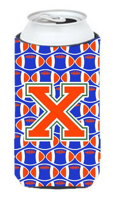 Letter X Football Green, Blue and Orange Tall Boy Beverage Insulator Hugger CJ1083-XTBC by Caroline&#39;s Treasures