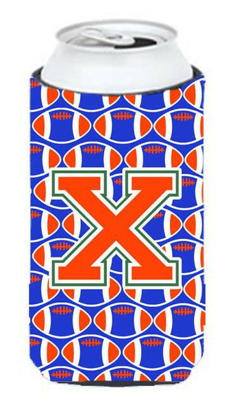 Letter X Football Green, Blue and Orange Tall Boy Beverage Insulator Hugger CJ1083-XTBC by Caroline's Treasures