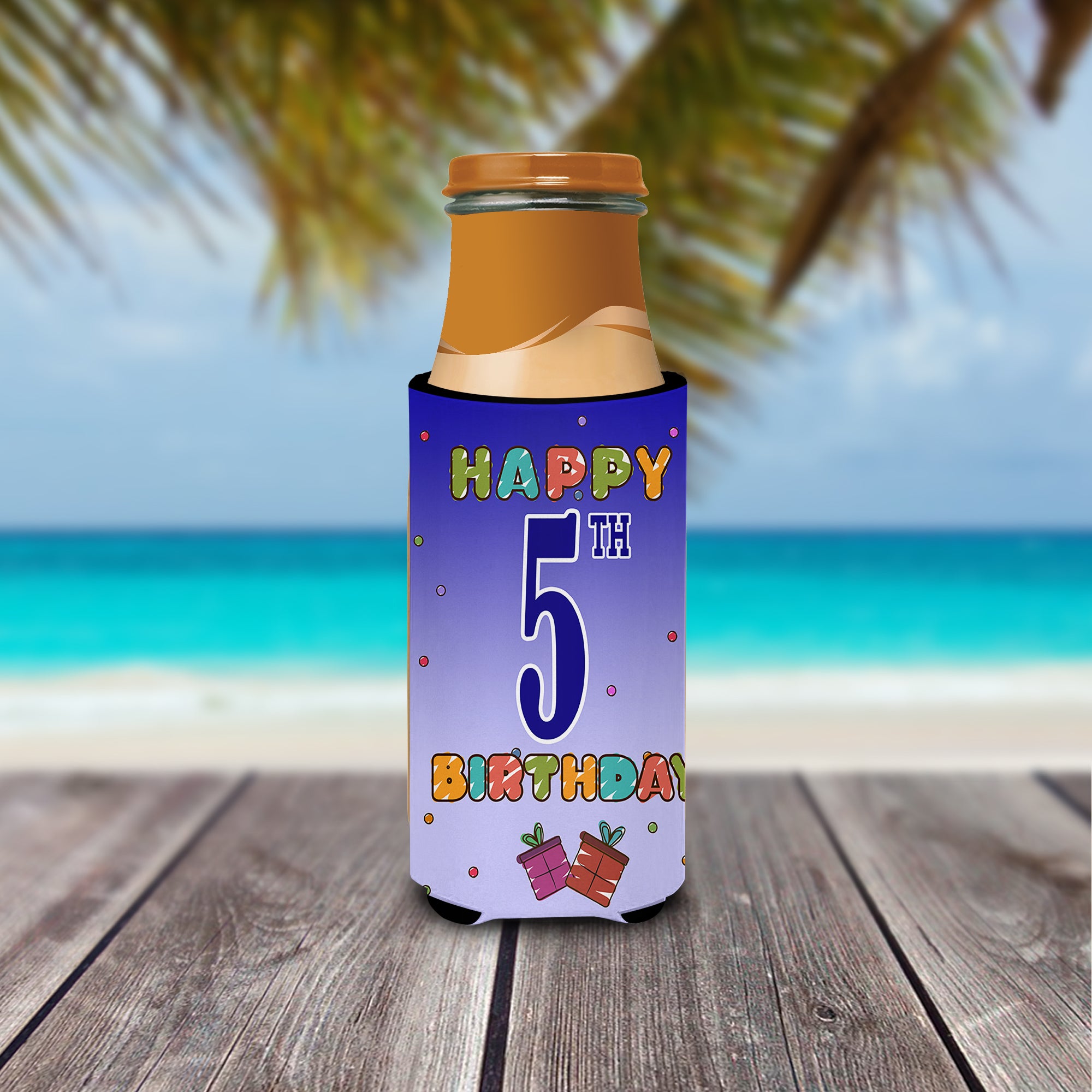 Happy 5th Birthday Ultra Beverage Insulators for slim cans CJ1096MUK