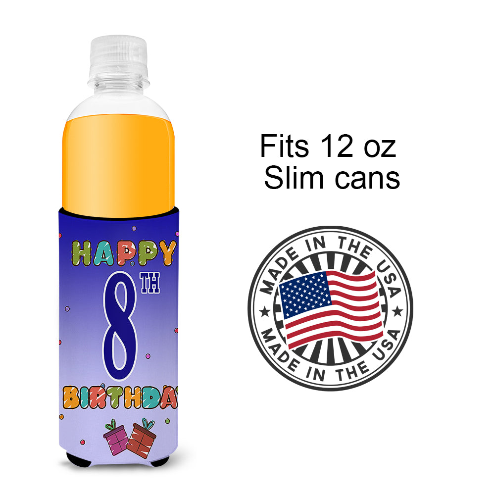 Happy 8th Birthday Ultra Beverage Insulators for slim cans CJ1099MUK  the-store.com.