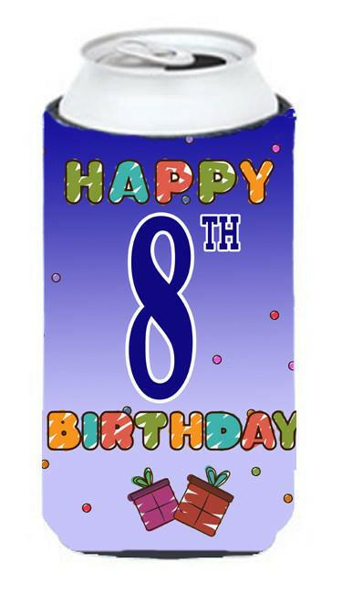 Happy 8th Birthday Tall Boy Beverage Insulator Hugger CJ1099TBC by Caroline&#39;s Treasures