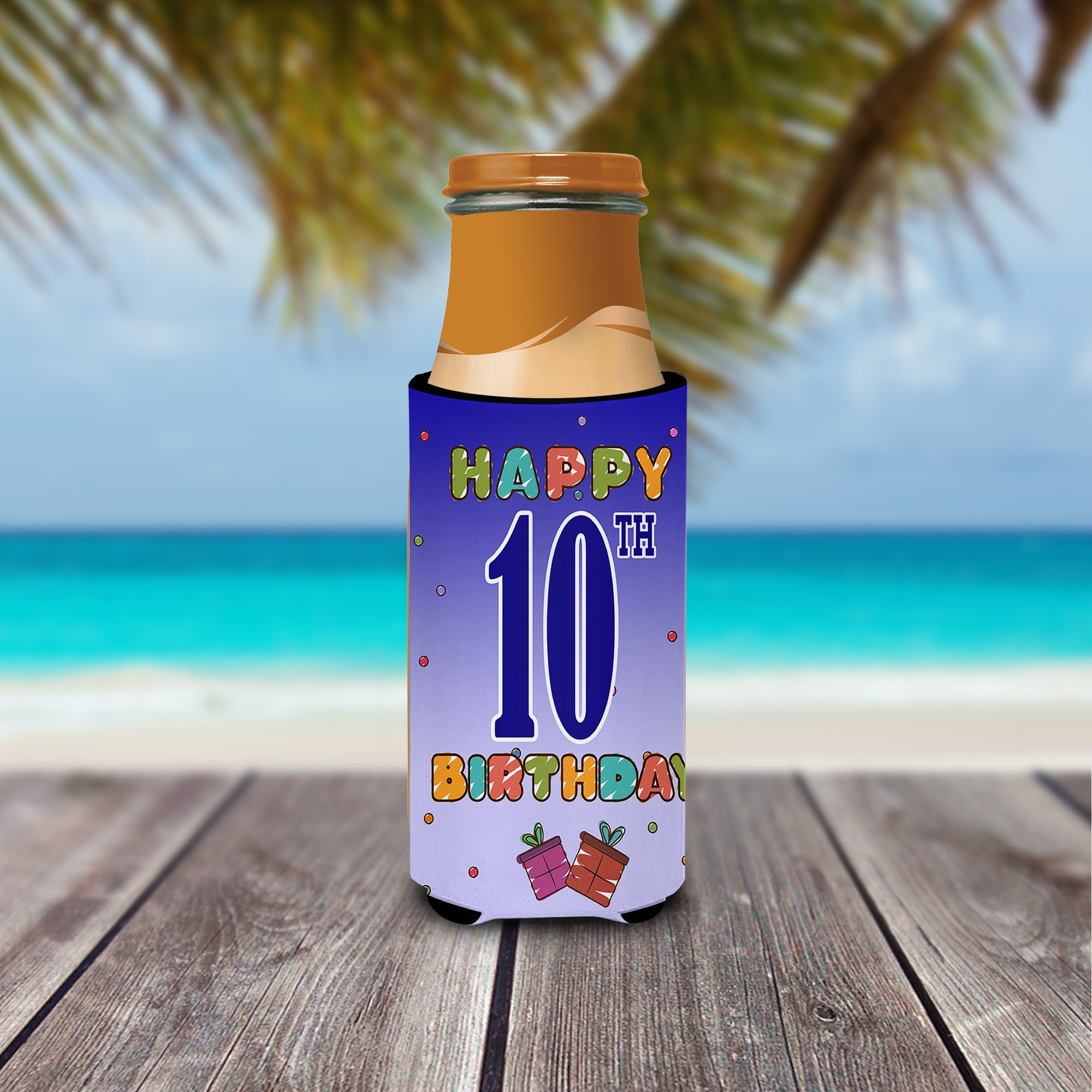 Happy 10th Birthday Ultra Beverage Insulators for slim cans CJ1101MUK