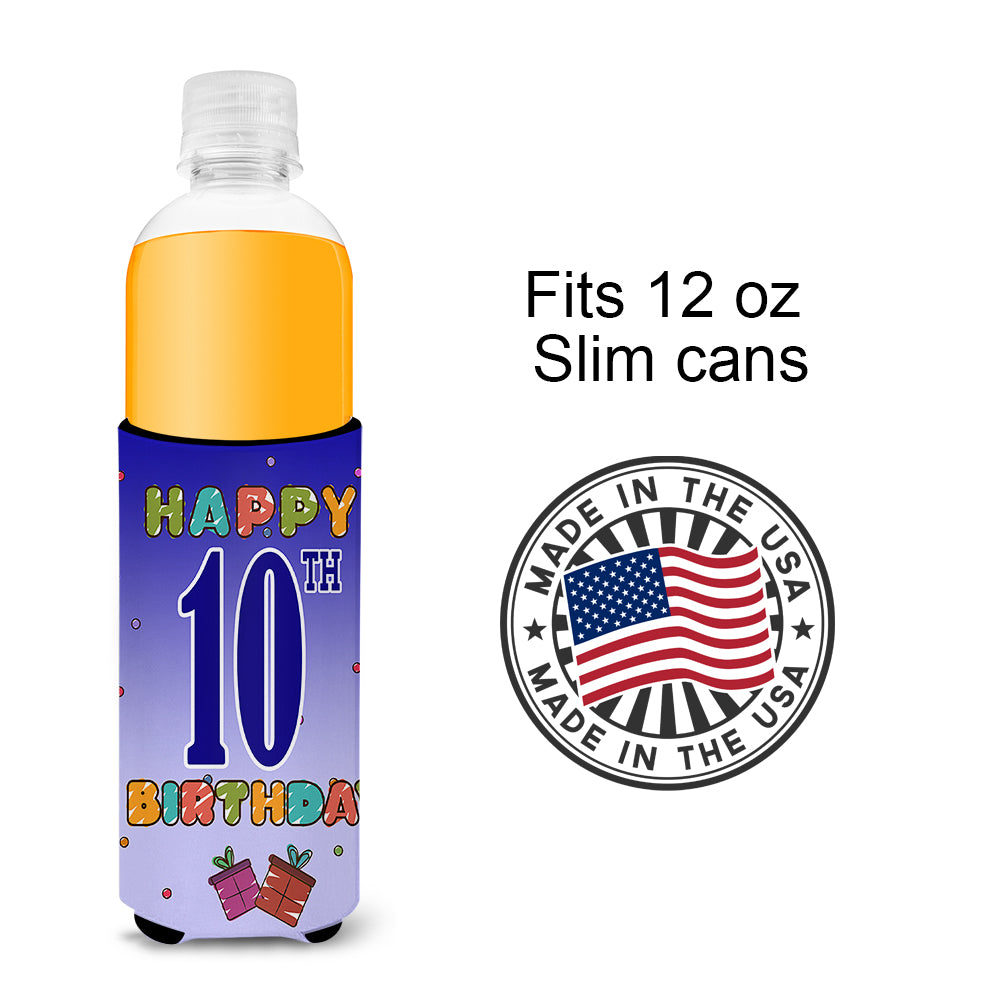 Happy 10th Birthday Ultra Beverage Insulators for slim cans CJ1101MUK  the-store.com.