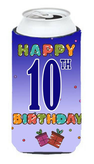 Happy 10th Birthday Tall Boy Beverage Insulator Hugger CJ1101TBC by Caroline&#39;s Treasures