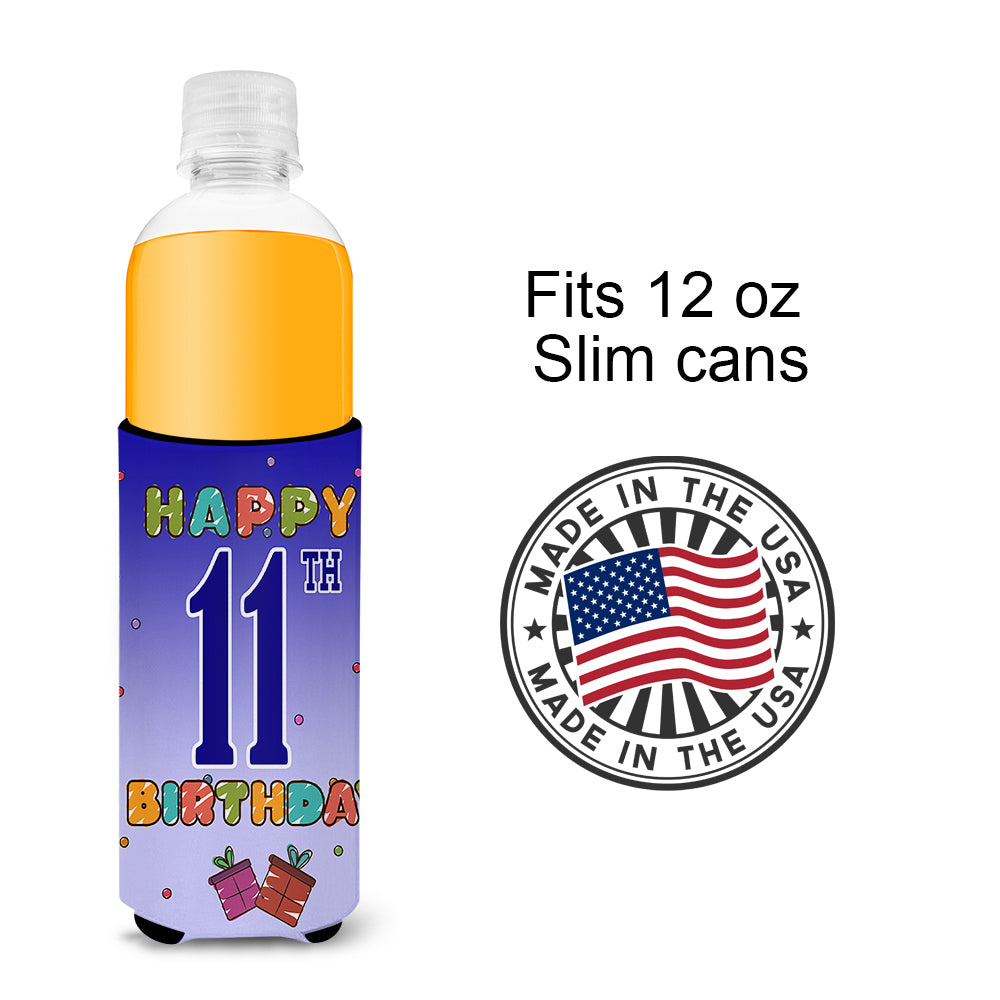 Happy 11th Birthday Ultra Beverage Insulators for slim cans CJ1102MUK  the-store.com.