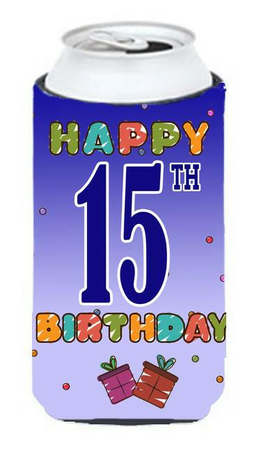 Happy 15th Birthday Tall Boy Beverage Insulator Hugger CJ1106TBC by Caroline&#39;s Treasures
