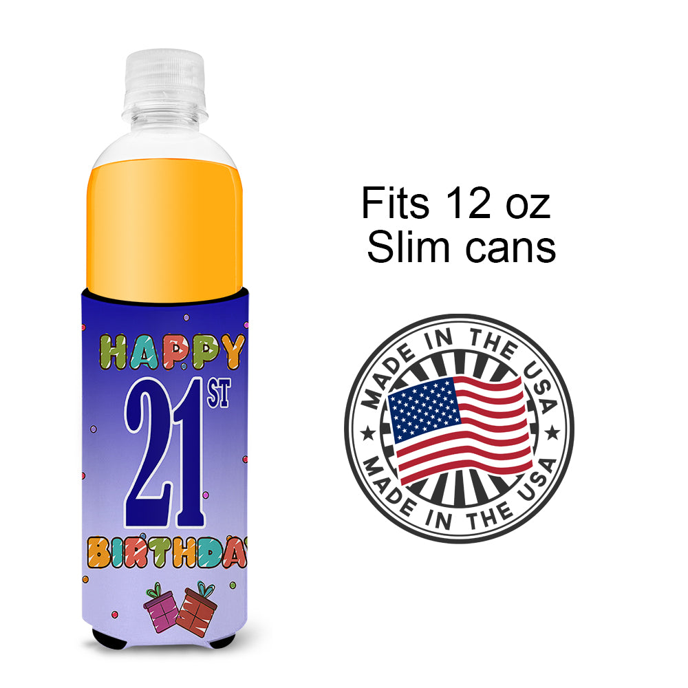 Happy 21st Birthday Ultra Beverage Insulators for slim cans CJ1121MUK  the-store.com.