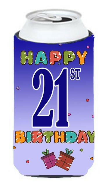 Happy 21st Birthday Tall Boy Beverage Insulator Hugger CJ1121TBC by Caroline&#39;s Treasures