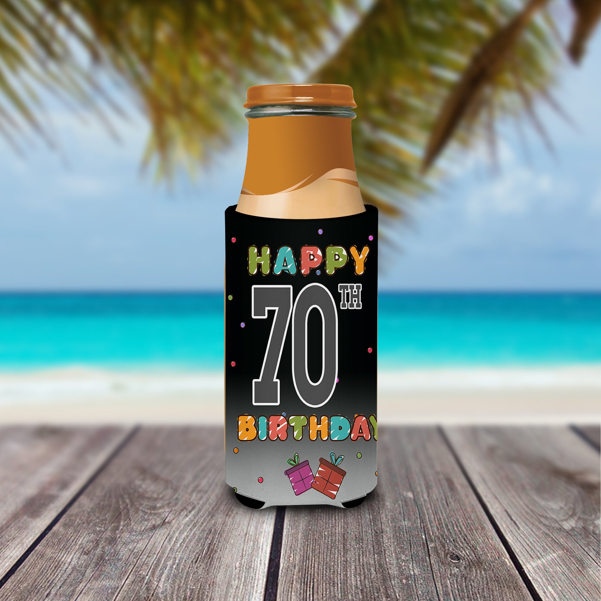 Happy 70th Birthday Ultra Beverage Insulators for slim cans CJ1126MUK  the-store.com.