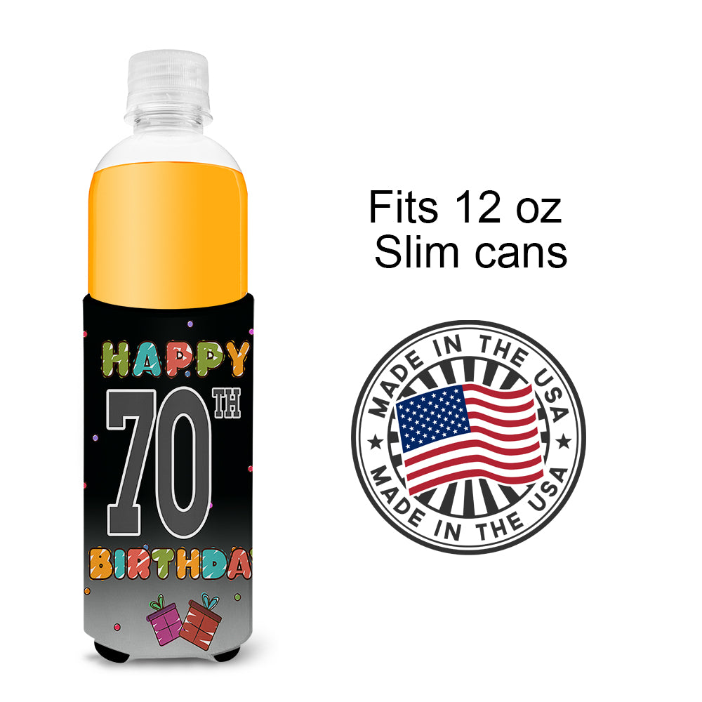 Happy 70th Birthday Ultra Beverage Insulators for slim cans CJ1126MUK  the-store.com.