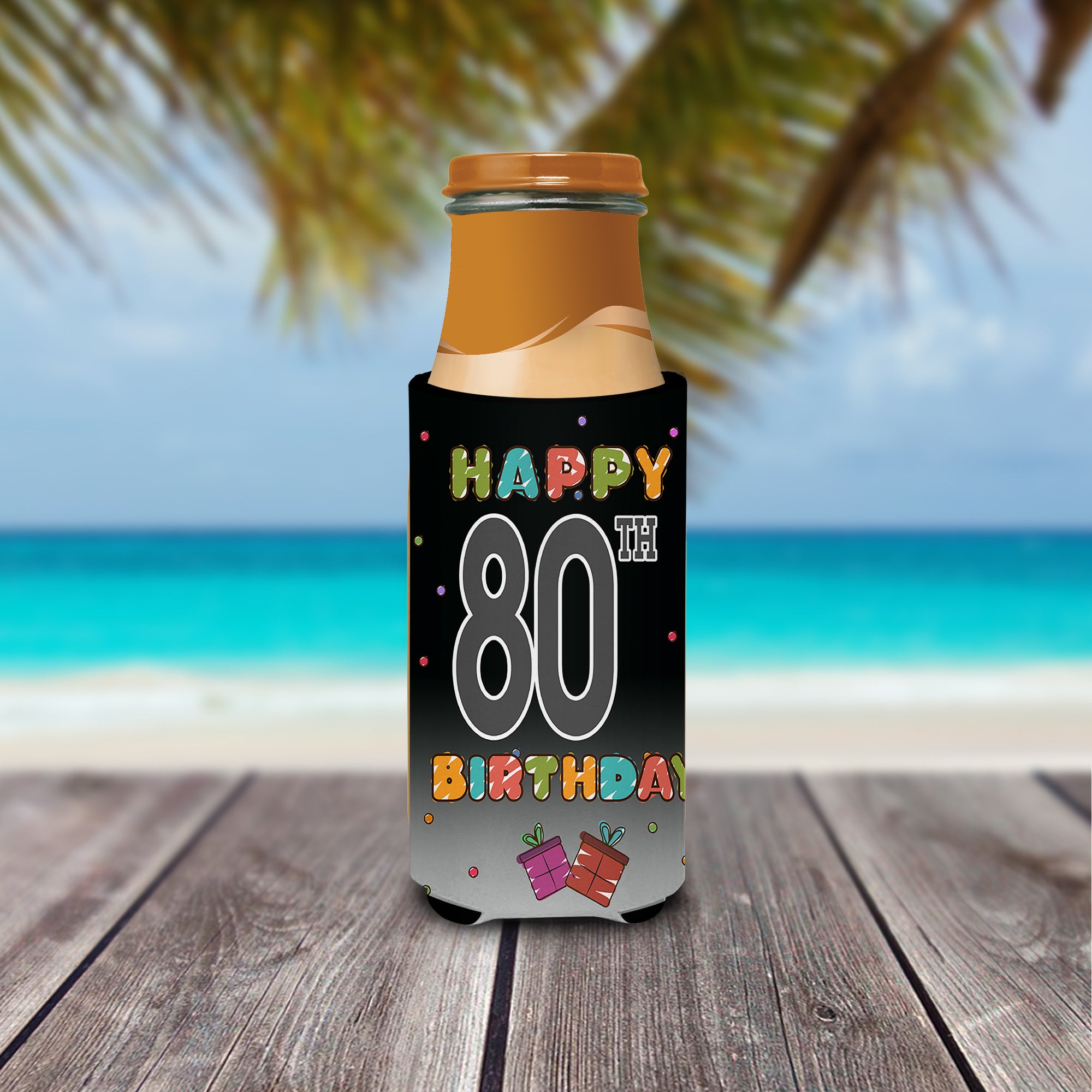 Happy 80th Birthday Ultra Beverage Insulators for slim cans CJ1127MUK  the-store.com.
