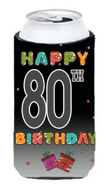 Happy 80th Birthday Tall Boy Beverage Insulator Hugger CJ1127TBC by Caroline&#39;s Treasures