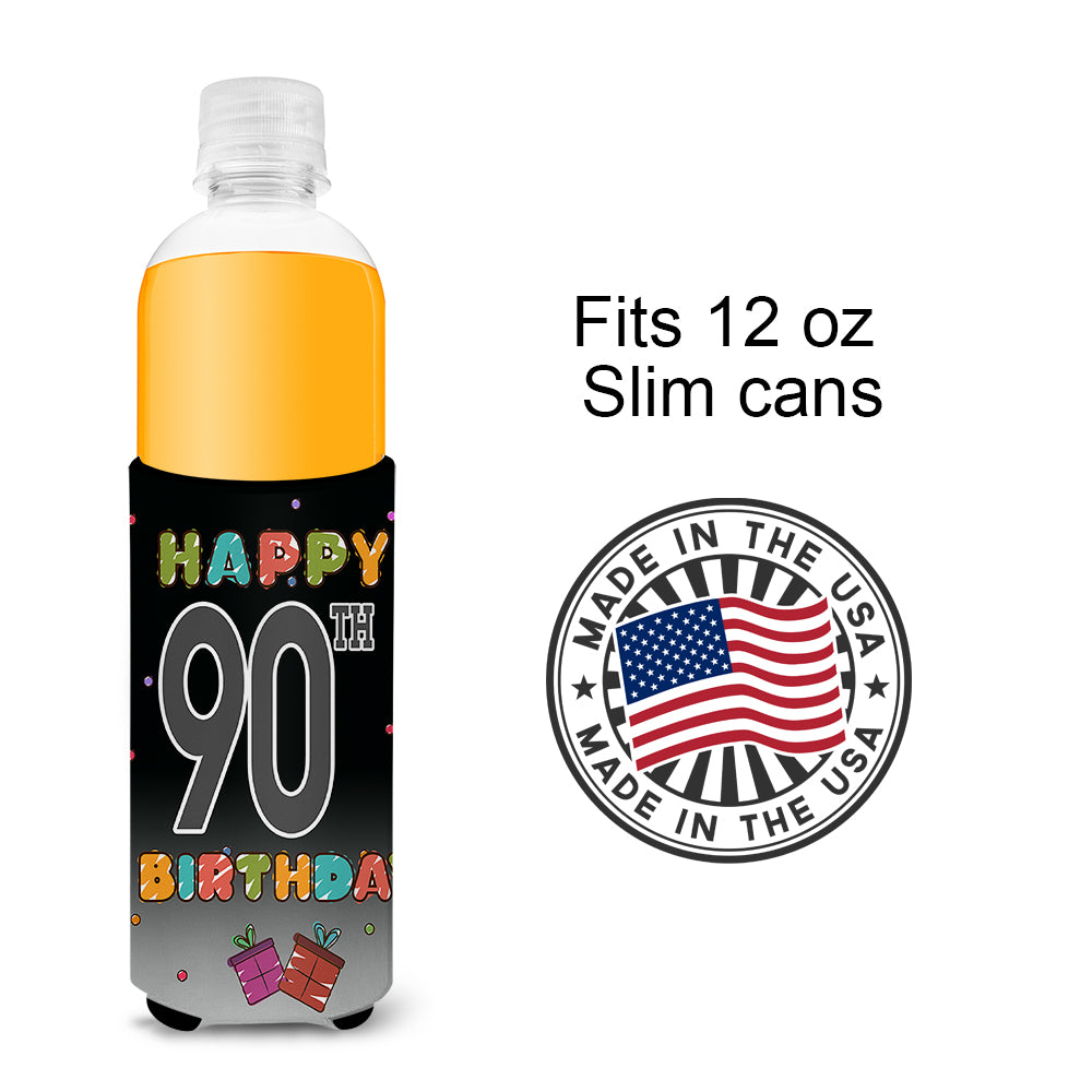 Happy 90th Birthday Ultra Beverage Insulators for slim cans CJ1128MUK  the-store.com.