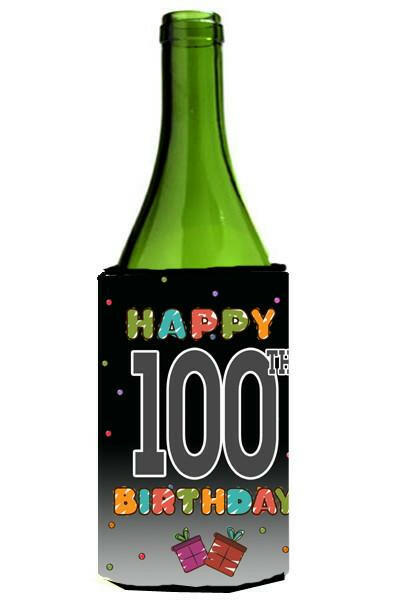 Happy 100th Birthday Wine Bottle Beverage Insulator Hugger CJ1129LITERK by Caroline&#39;s Treasures