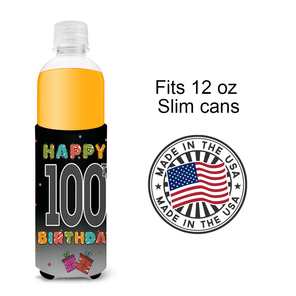 Happy 100th Birthday Ultra Beverage Insulators for slim cans CJ1129MUK