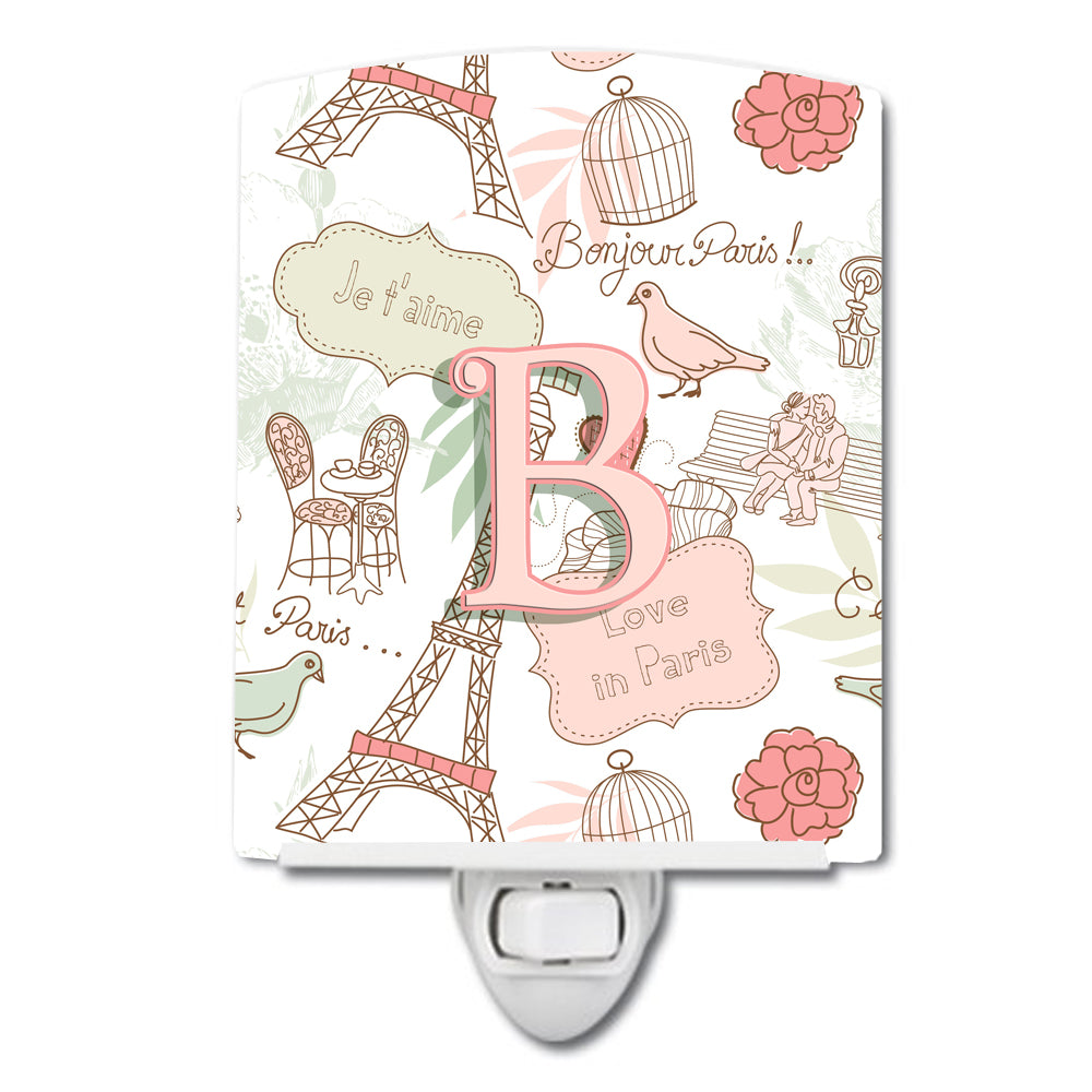 Letter B Love in Paris Pink Ceramic Night Light CJ2002-BCNL - the-store.com