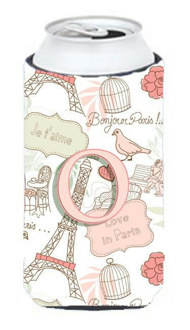 Letter O Love in Paris Pink Tall Boy Beverage Insulator Hugger CJ2002-OTBC by Caroline&#39;s Treasures