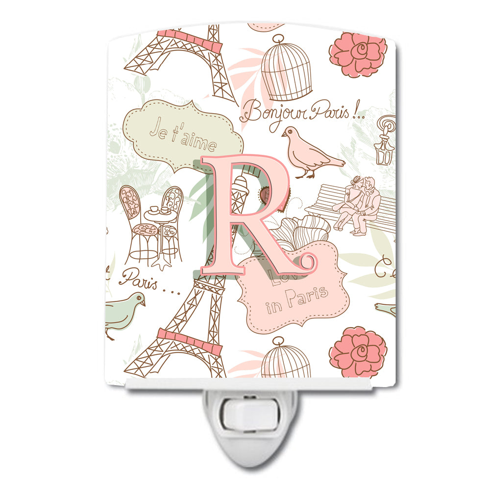 Letter R Love in Paris Pink Ceramic Night Light CJ2002-RCNL - the-store.com
