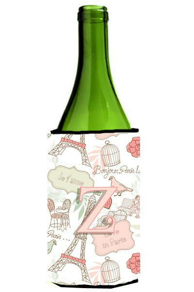 Letter Z Love in Paris Pink Wine Bottle Beverage Insulator Hugger CJ2002-ZLITERK by Caroline's Treasures