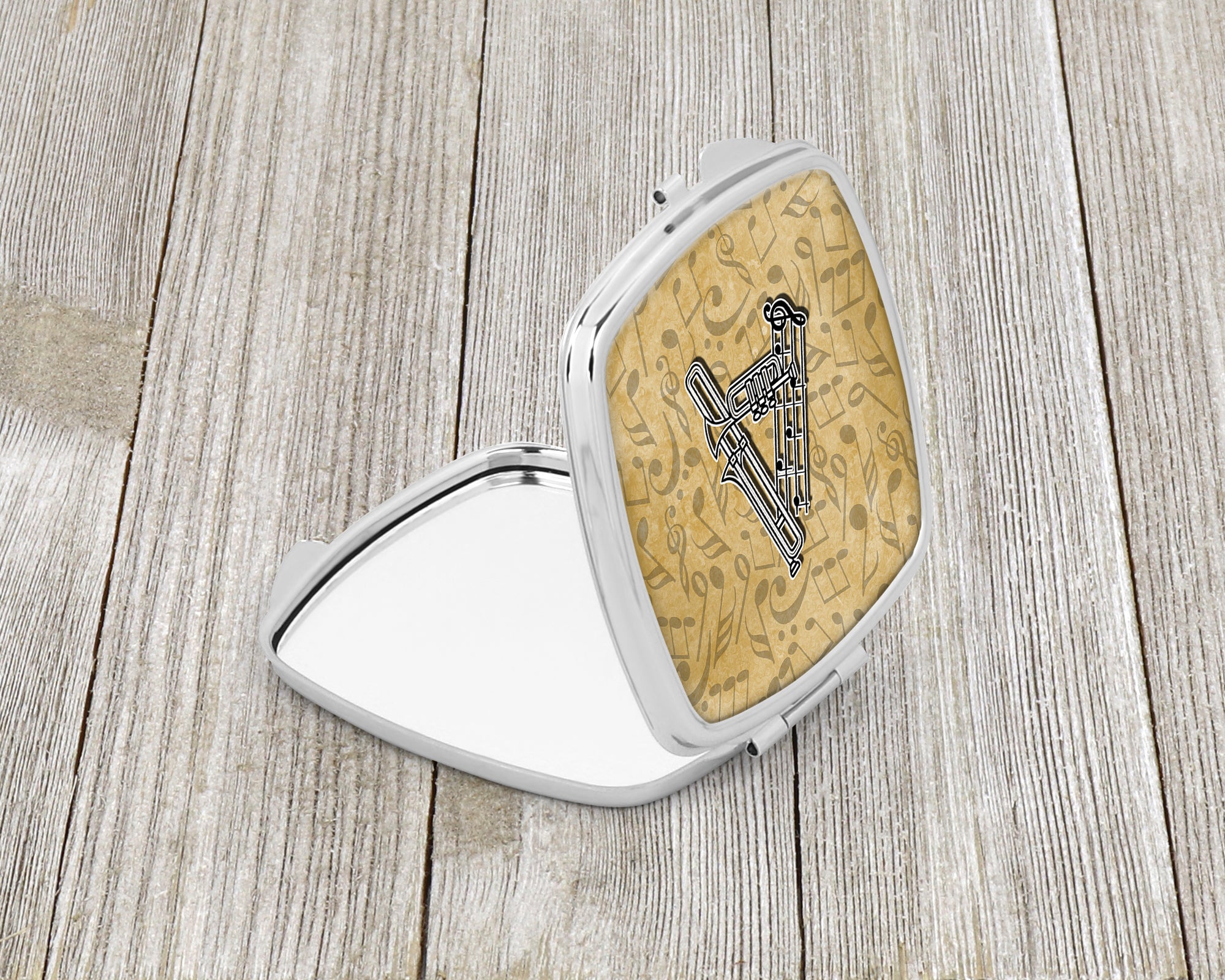 Caroline's Treasures Letter A Musical Instrument Alphabet Compact Mirror – Stylish Purse Mirror with Artistic Covers CJ2004-ASCM