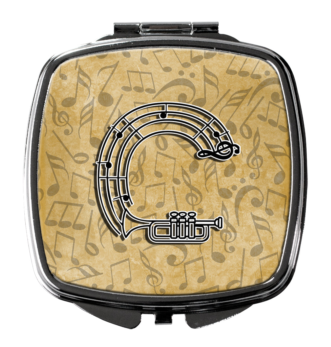 Caroline's Treasures Letter C Musical Instrument Alphabet Compact Mirror – Stylish Purse Mirror with Artistic Covers CJ2004-CSCM