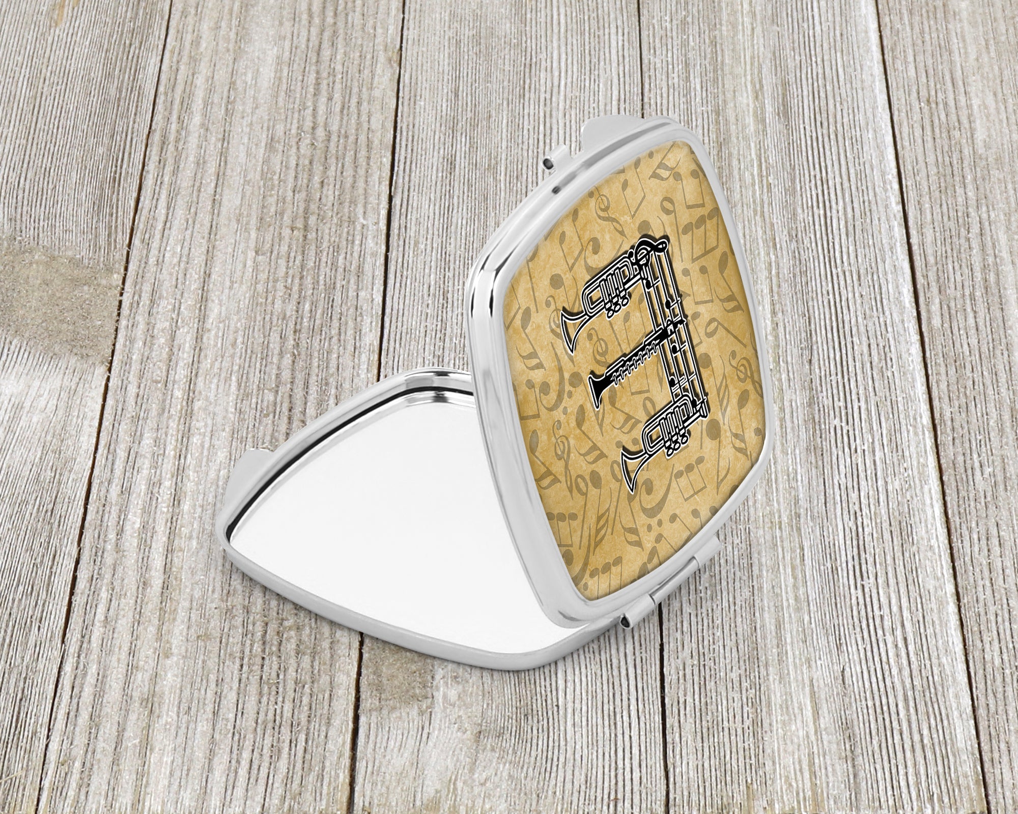 Caroline's Treasures Letter E Musical Instrument Alphabet Compact Mirror – Stylish Purse Mirror with Artistic Covers CJ2004-ESCM