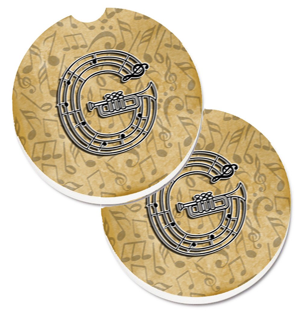 Letter G Musical Instrument Alphabet Set of 2 Cup Holder Car Coasters CJ2004-GCARC by Caroline&#39;s Treasures