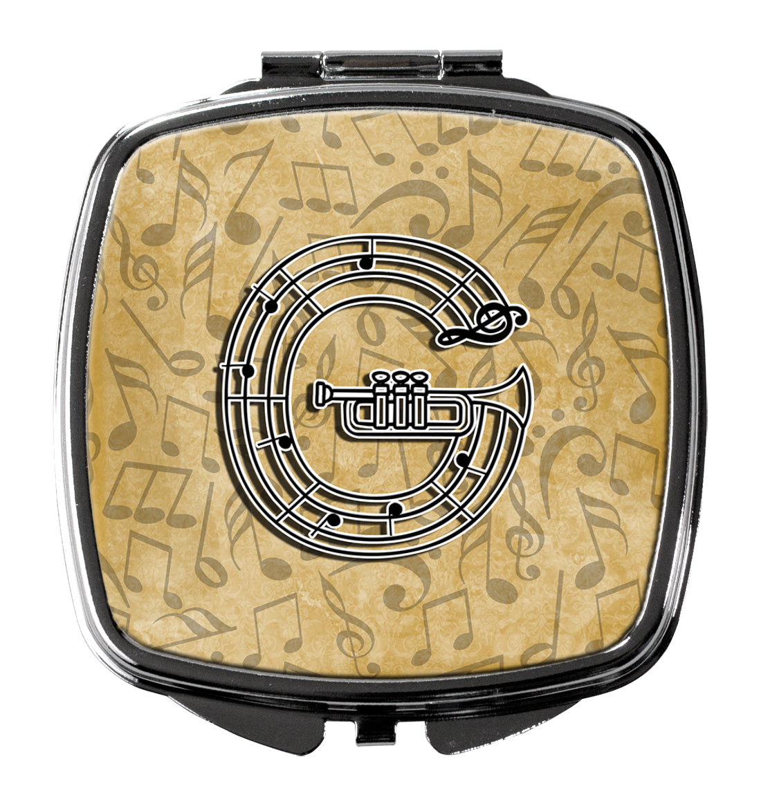 Caroline's Treasures Letter G Musical Instrument Alphabet Compact Mirror – Stylish Purse Mirror with Artistic Covers CJ2004-GSCM