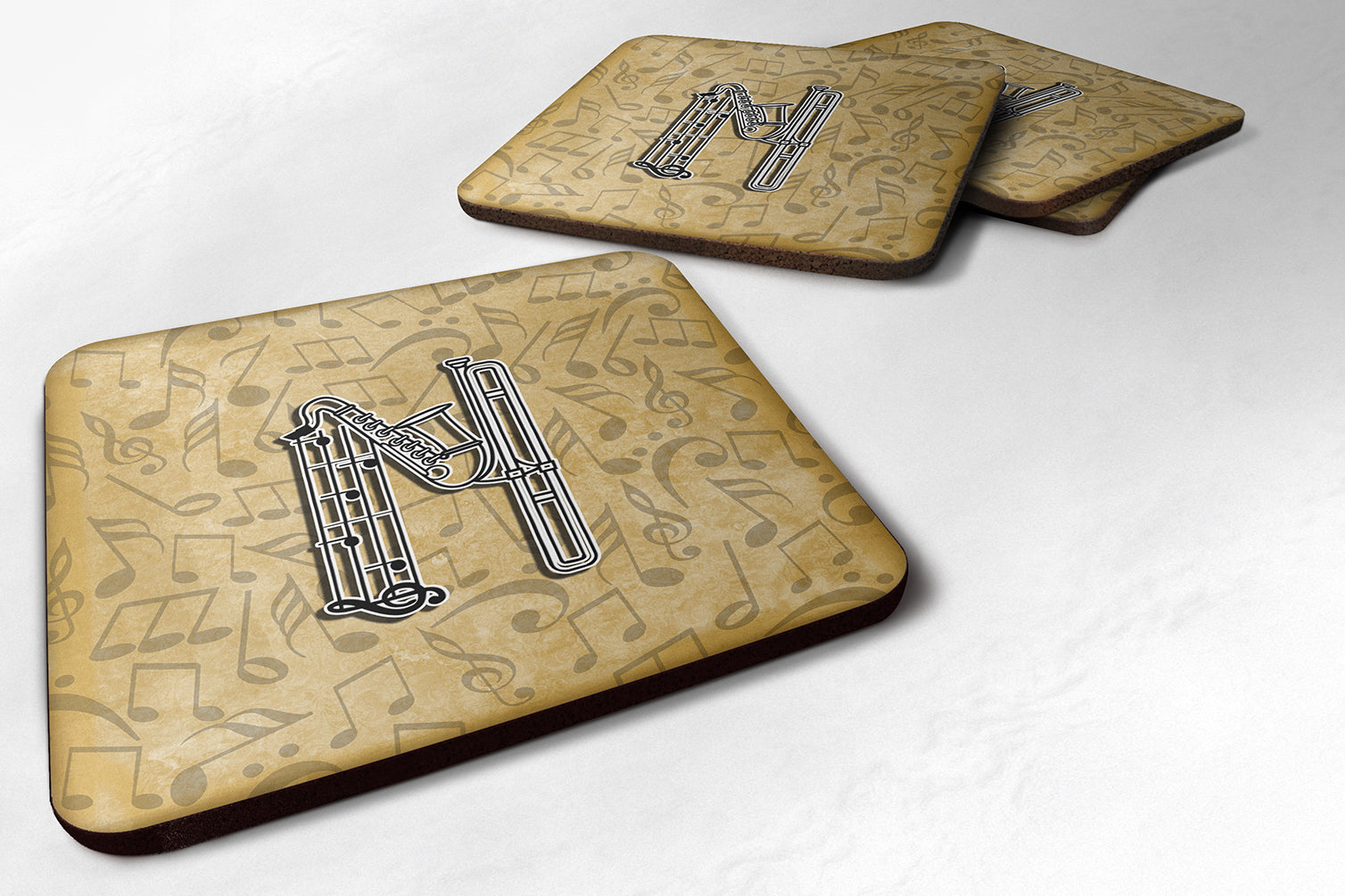 Set of 4 Letter N Musical Instrument Alphabet Foam Coasters CJ2004-NFC - the-store.com