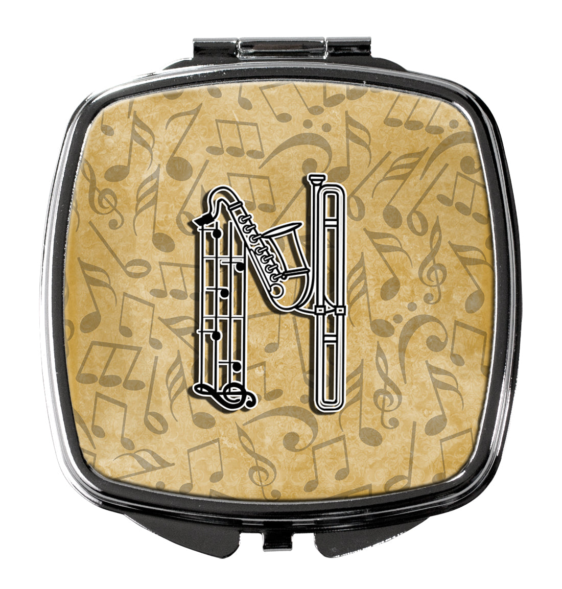 Caroline's Treasures Letter N Musical Instrument Alphabet Compact Mirror – Stylish Purse Mirror with Artistic Covers CJ2004-NSCM