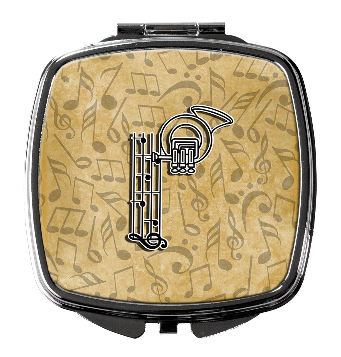 Caroline's Treasures Letter P Musical Instrument Alphabet Compact Mirror – Stylish Purse Mirror with Artistic Covers CJ2004-PSCM